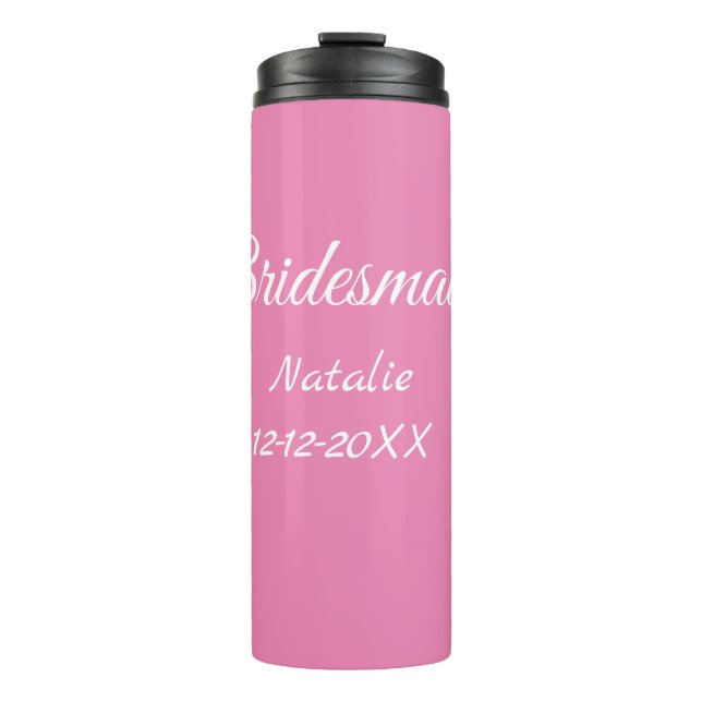 Termo Simple minimal pink bridesmaid add name year text  (Anverso)