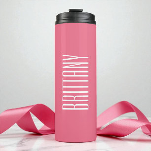 Termo Simple Rosa Damas de Honor Nombre Personalizado Mi