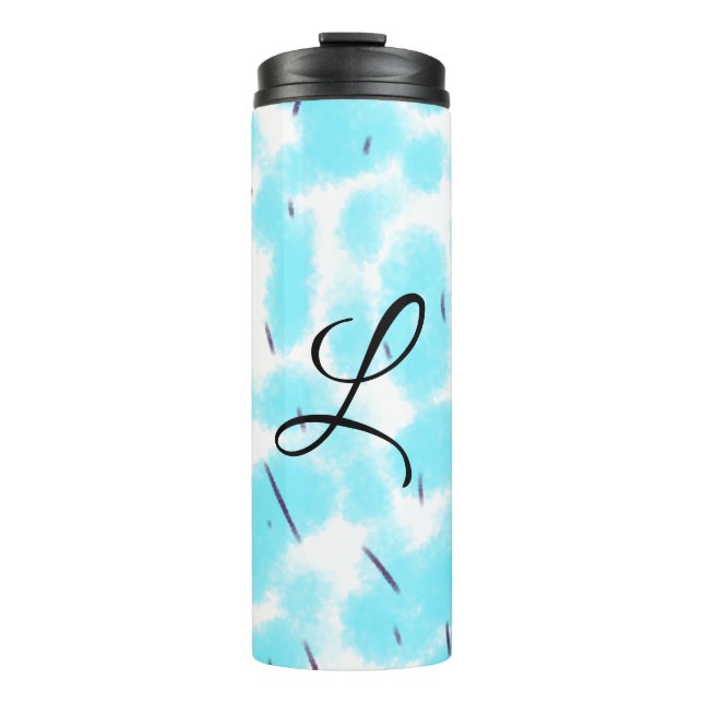 Termo Simple sky blue black watercolor add your monogram (Anverso)