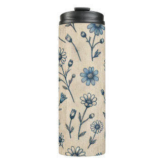 Termo Sip la flor, Tumbler termal floral azul