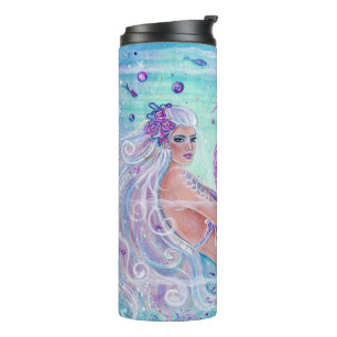 Termo Sirena con flores y peces de Renee Lavoie