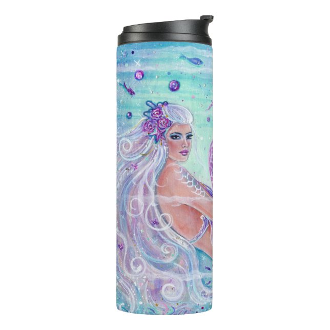 Termo Sirena con flores y peces de Renee Lavoie (Rotado hacia la izquierda)