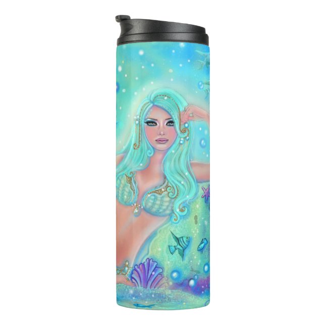Termo Sirena con flores y peces de Renee Lavoie (Rotado hacia la derecha)