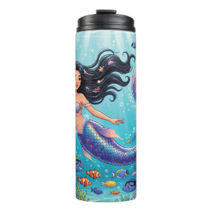 Termo Sirena Hermosa de Dibujos Animados Bajo el Mar
