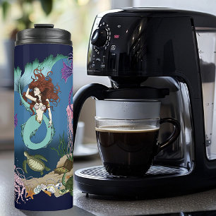 Termo Sirena Mística Fantasía Oceánica Azul Vida Marina