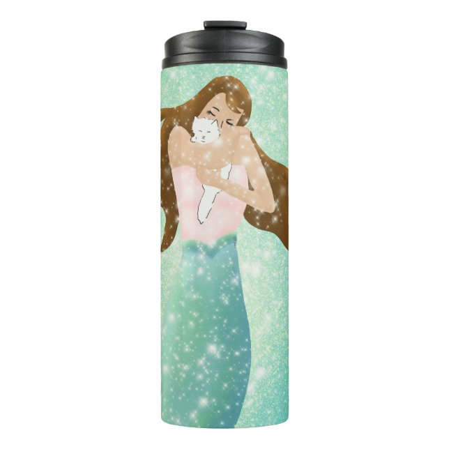 Termo Sirena y gatito blanco (Anverso)