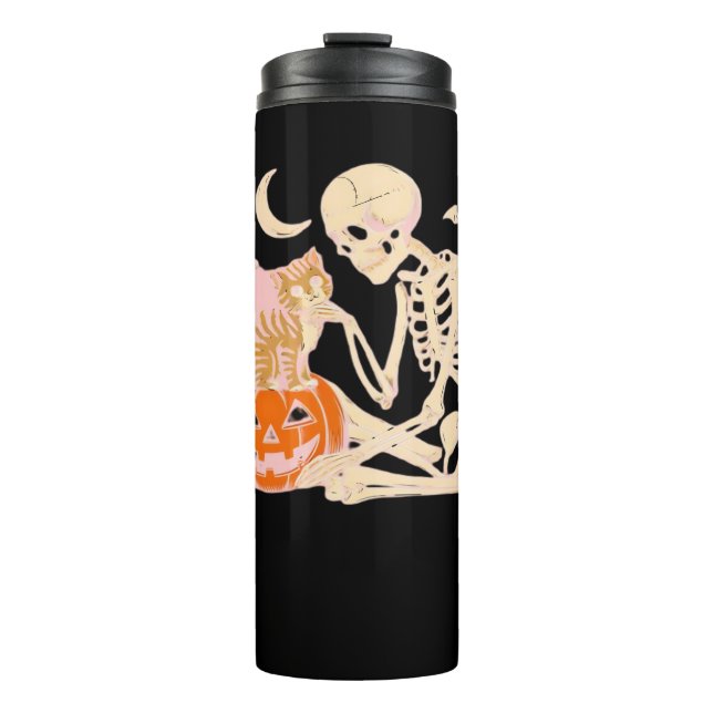 Termo Skeleton abrazando a un gato Halloween clase de ga (Anverso)