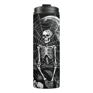 Termo Skeleton Spider Moon Web Black Halloween