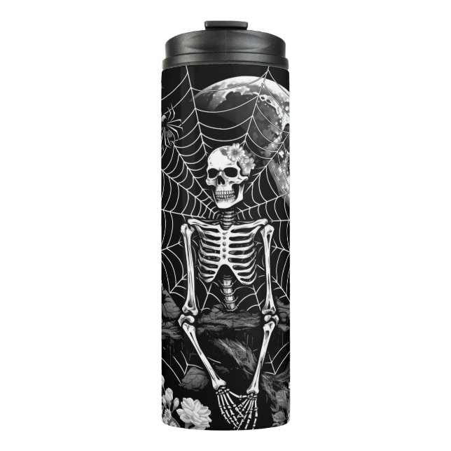 Termo Skeleton Spider Moon Web Black Halloween (Anverso)