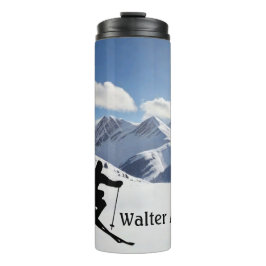 Termo Skier Silhouette on Snowy Mountains personalize