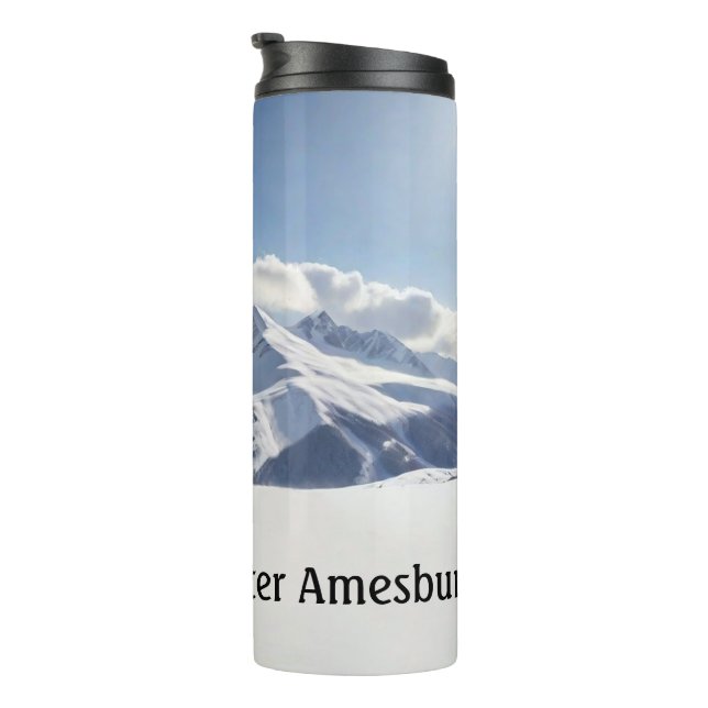 Termo Skier Silhouette on Snowy Mountains personalize (Rotado hacia la derecha)