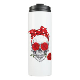 Termo Skull Valentine con rosas rojas