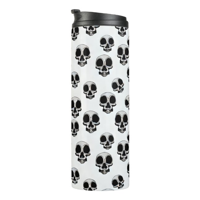 Termo Skulls Tumblor térmico Patrón blanco y negro (Rotado hacia la derecha)