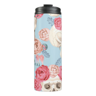Termo Skulls y Rosas Patrón de vintage