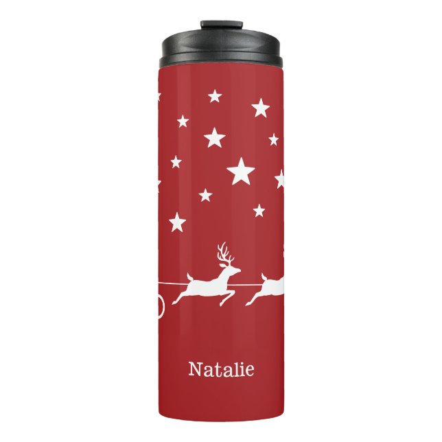 Termo Sleigh y nombre personalizado de Santa Navidades e (Anverso)