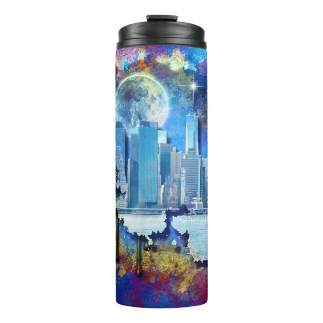 Termo SlipperyJoe NYC luna de grafiti rodeada de agitaci (Anverso)