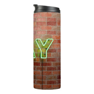 Termo SlipperyJoe signo de neón gay brillante vivo