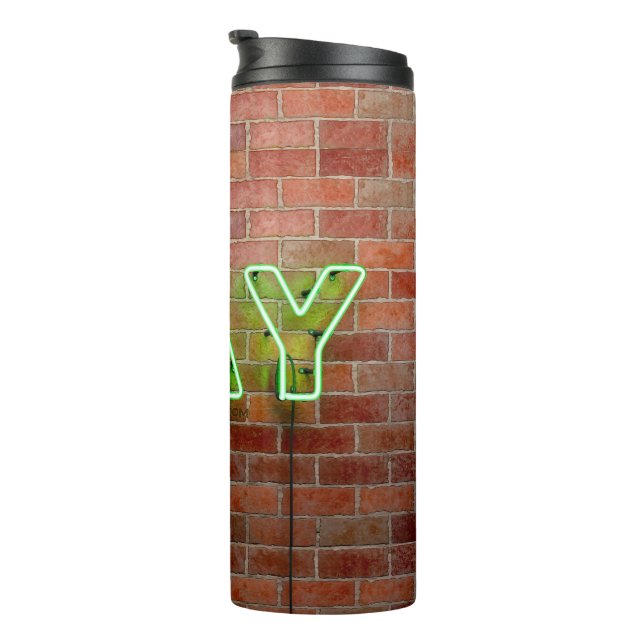 Termo SlipperyJoe signo de neón gay brillante vivo (Rotado hacia la derecha)