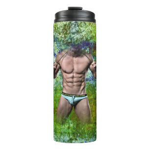 Termo SlipperyJoe's blanco muscular hombre sexy speedo n