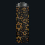 Termo SlipperyJoe's Estrella David temática de Hanukkah<br><div class="desc">SlipperyJoe's Estrella David temática de Hanukkah artística luz de velas festiva temas de luz y resiliencia modernos reverentes para festividades judías tamaños variados tonos metálicos oro bronce marrón oscuro fondo negro rico evoca tradición hebrea elegancia patrón simétrico regalos decoraciones flujo visual ceremonial rítmico símbolo significativo religión</div>