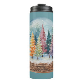 Termo Snow Globe Colorful Christmas Tree Forest