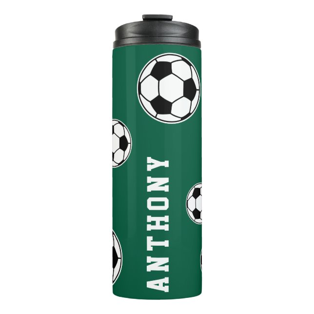 Termo Soccer Green Personalised Kids Back to School (Anverso)