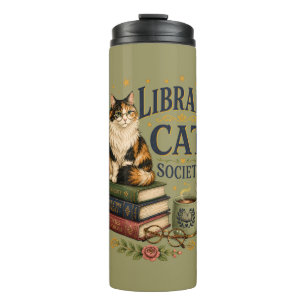 Termo Sociedad de Gatos de Biblioteca Calico Erudito