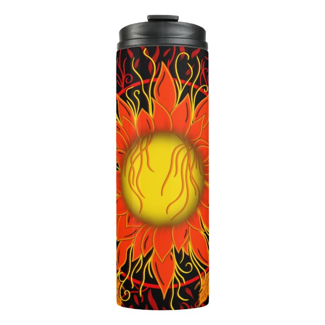 Termo Sol enredado, Naranja Sunshine Abstract Art (Anverso)