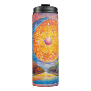 Termo Sol y luna, sueños psicodélicos, arte aborigen