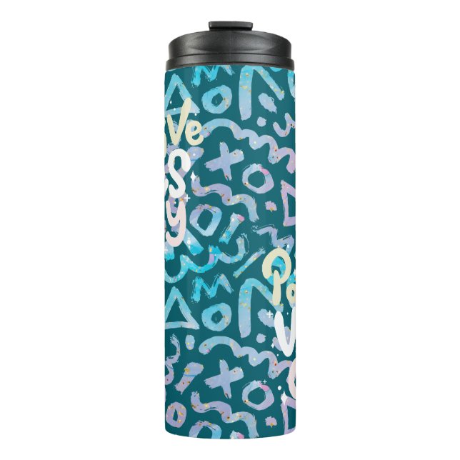 Termo Sólo las vibraciones positivas geométricas verdes (Anverso)