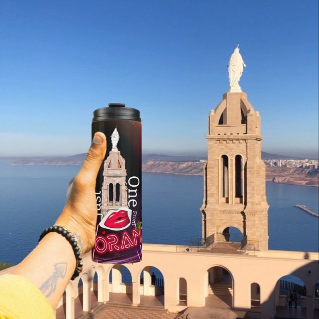 Termo Sólo un beso de Oran, Tumbler Termal de Neón Negro (Subido por el creador)
