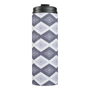 Termo Sombras de patrón de diamante gris azul
