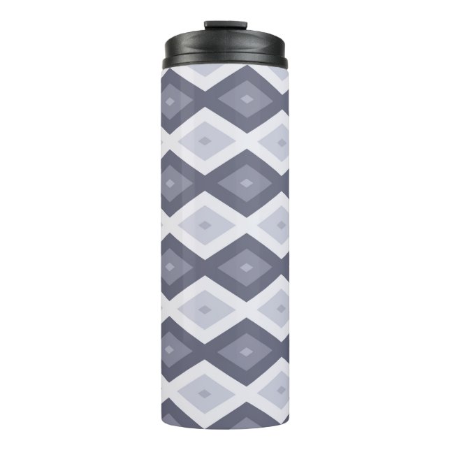 Termo Sombras de patrón de diamante gris azul (Anverso)
