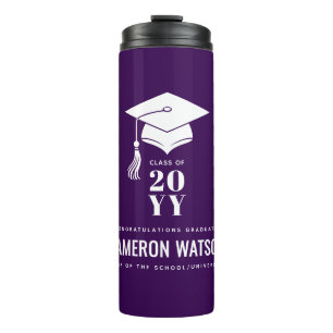 Termo Sombrero de graduación personalizado moderno y bor