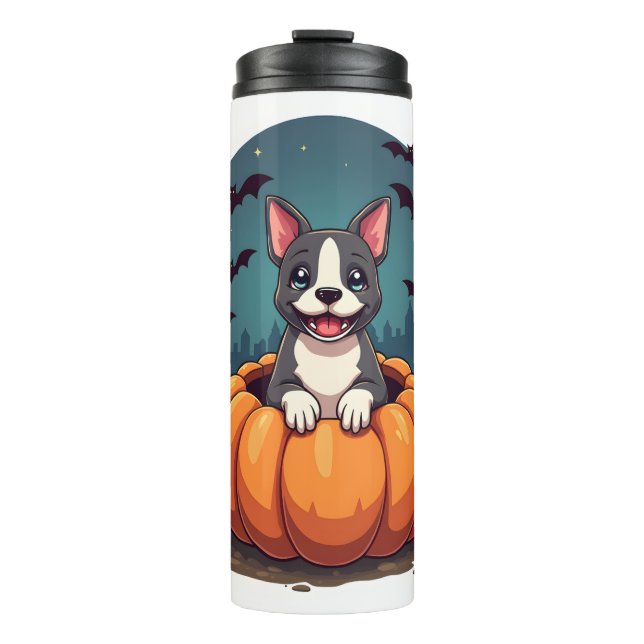 Termo Sonrisa de Pitbull de Calabaza (Anverso)