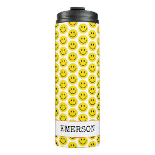 Termo Sonrisa Happy Face NAME Yellow Red Retro Fun