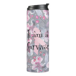 Termo Soy una Superviviente de Cáncer de Seno Floral