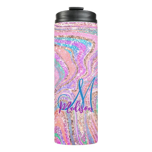 Termo Sparkle unicornio arco iris grisona arte de cascab (Anverso)