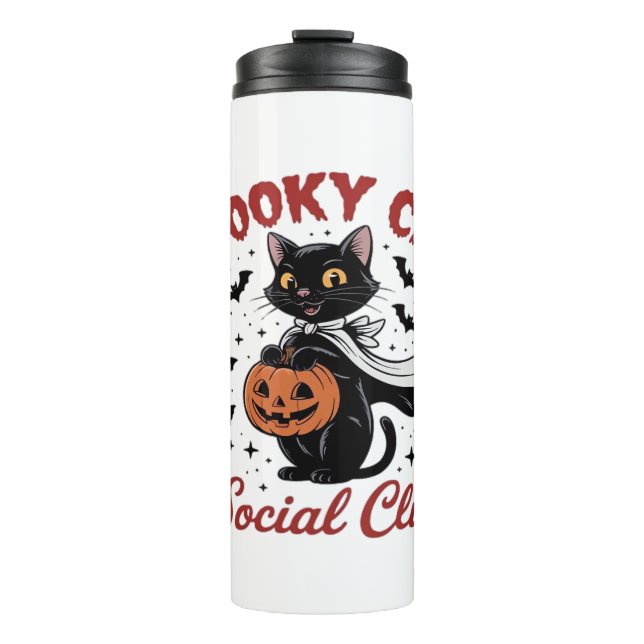 Termo Spooky Cat Social Club PNG - Cute Halloween Classi (Anverso)