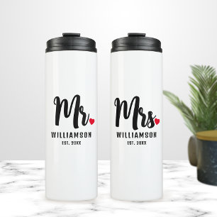 Termo Sr. & Mrs Script Nombre personalizado Monograma Co