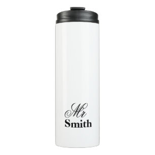 Termo Sr. Smith Name White Black del texto de