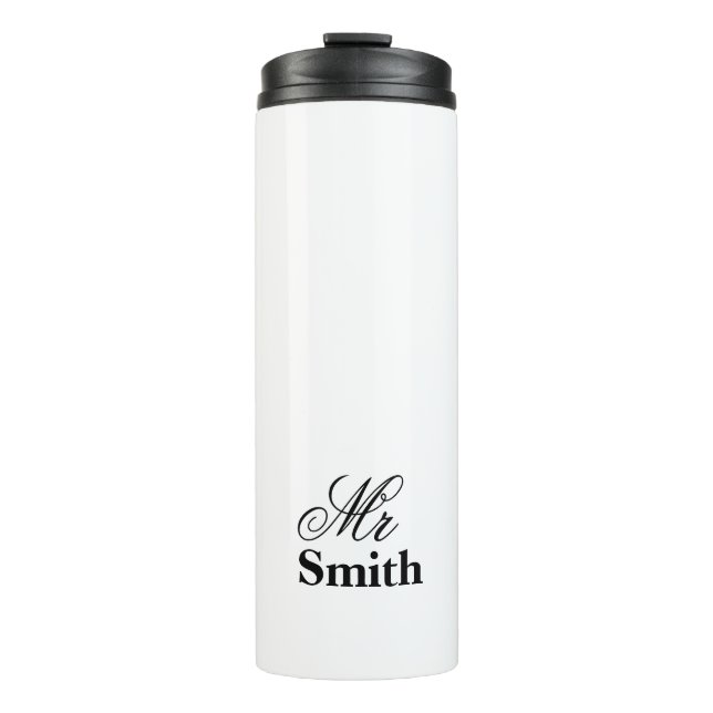 Termo Sr. Smith Name White Black del texto de (Anverso)