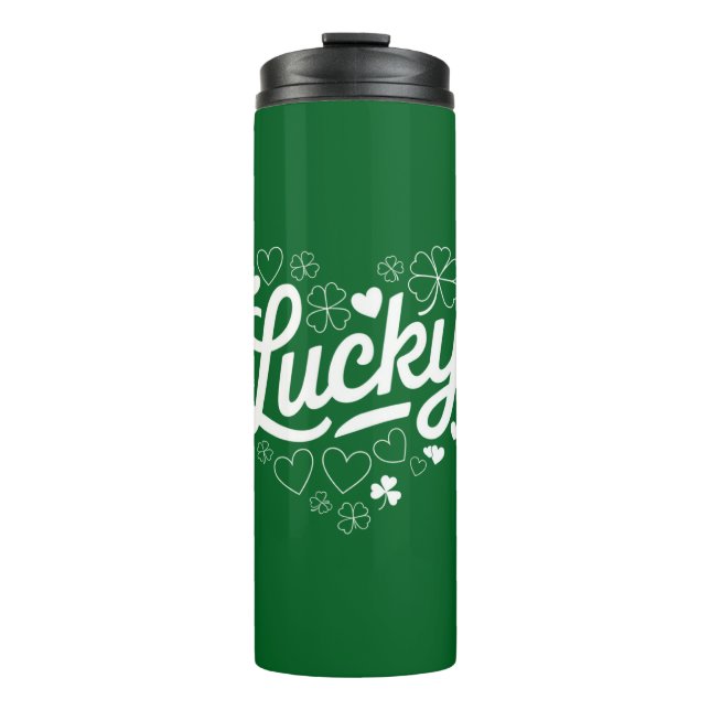 Termo St Patrick's Day Heart Lucky Clover Shamrock (Anverso)
