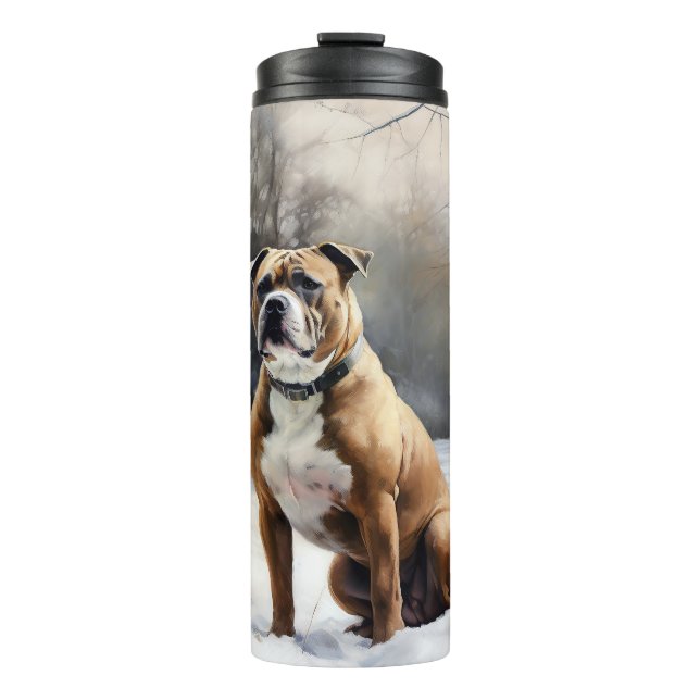 Termo Staffordshire Bull Terrier Deja Que Nieva Navidade (Anverso)