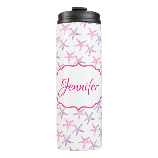 Termo Starfish rosa y púrpura personalizado (Anverso)