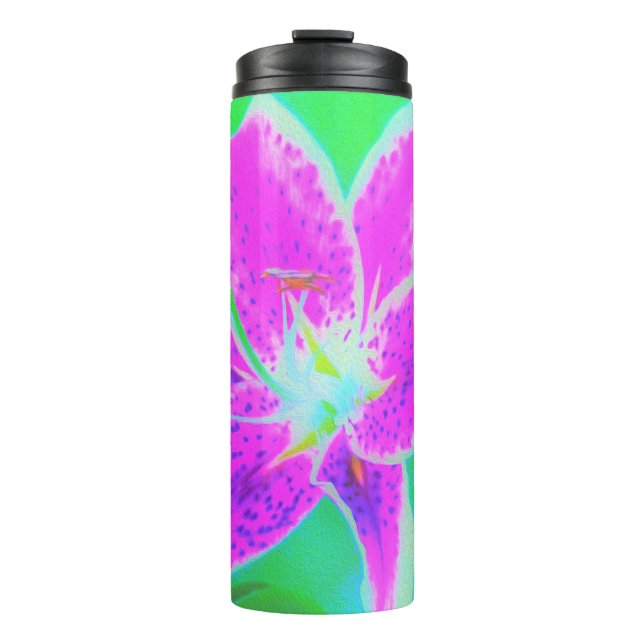 Termo Stargazer rosa caliente Lily sobre Turquesa y Verd (Anverso)