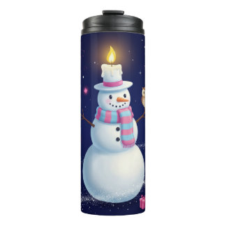 Termo Starry Night Snowman with Candle Hat and Owl