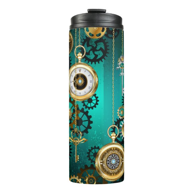 Termo Steampunk Jewelry Watch sobre un fondo verde (Anverso)