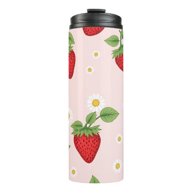Termo Strawberry & Daisy Pattern – Stainless Steel Trave (Anverso)