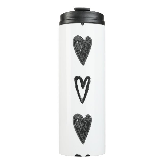 Termo Stylish graphic seamless pattern with hearts. Blac (Anverso)
